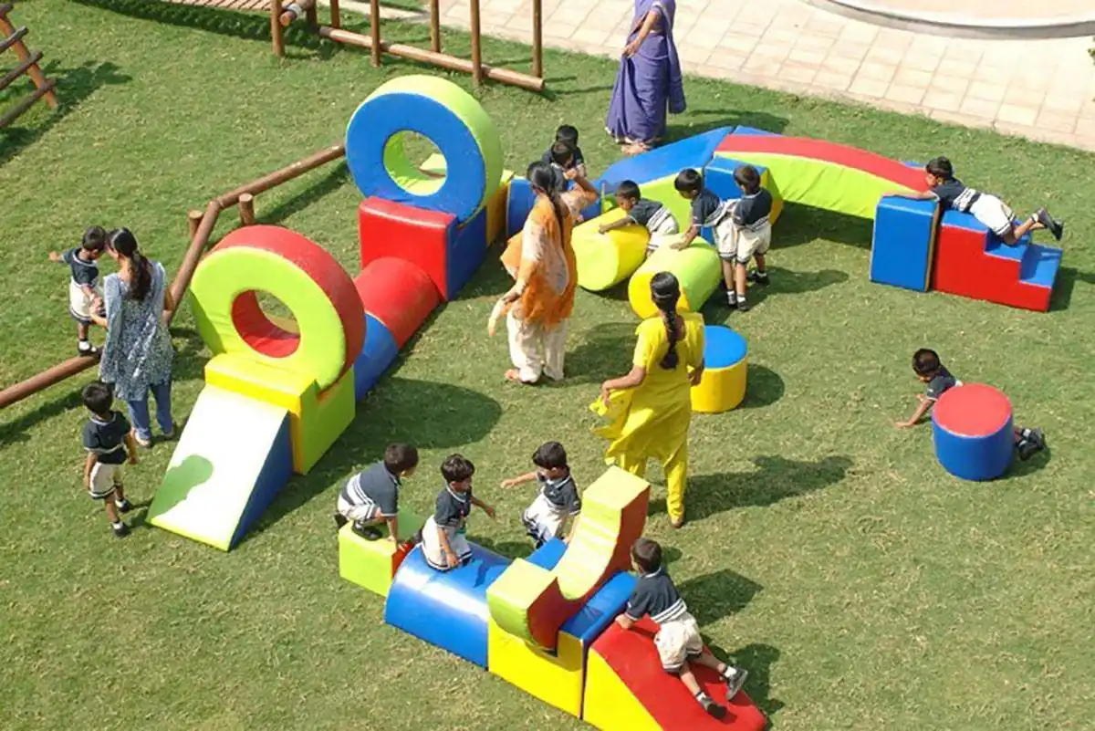Children playing in the outdoor play area